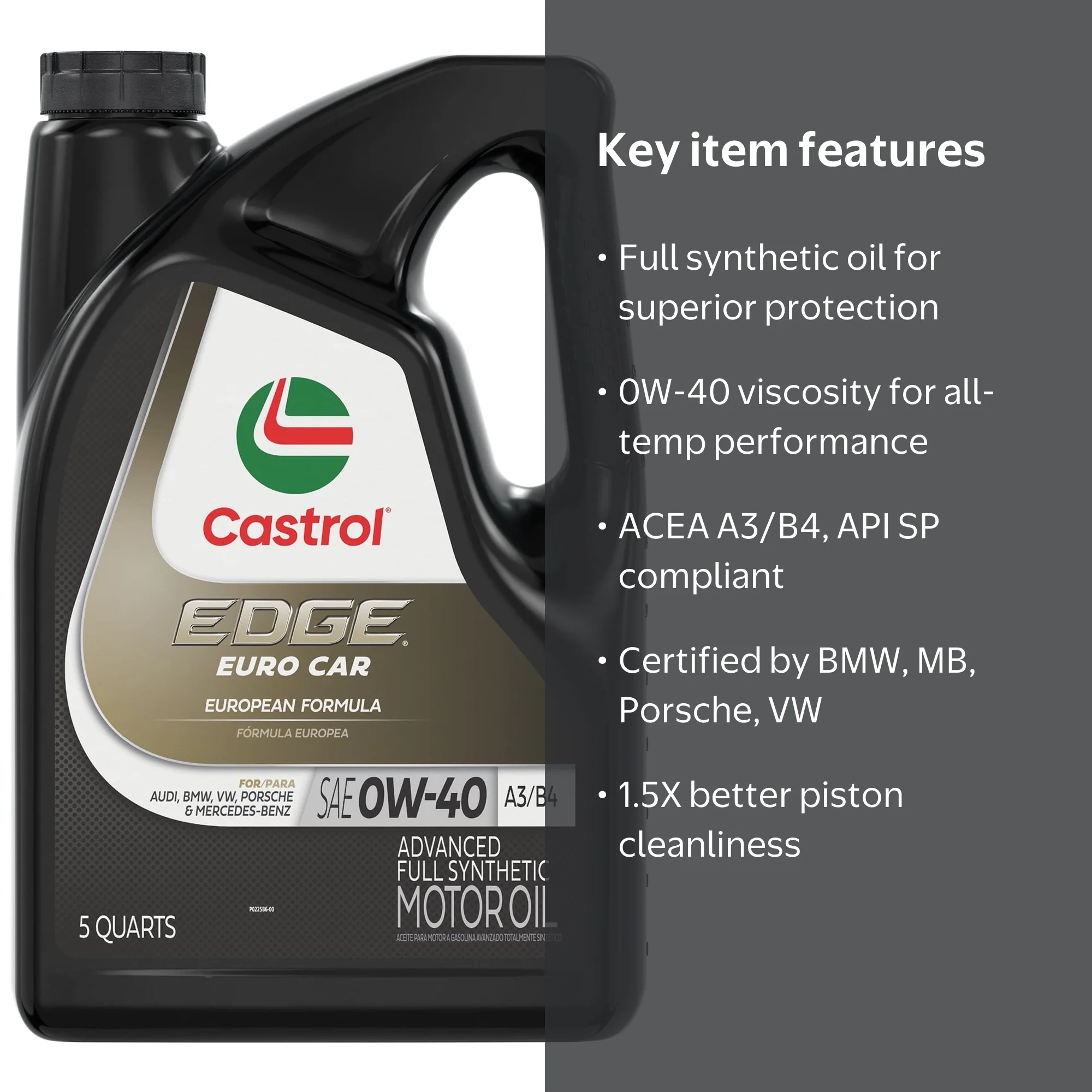 Castrol EDGE 0W-40 5QT | Engine lubricants for manufacturing