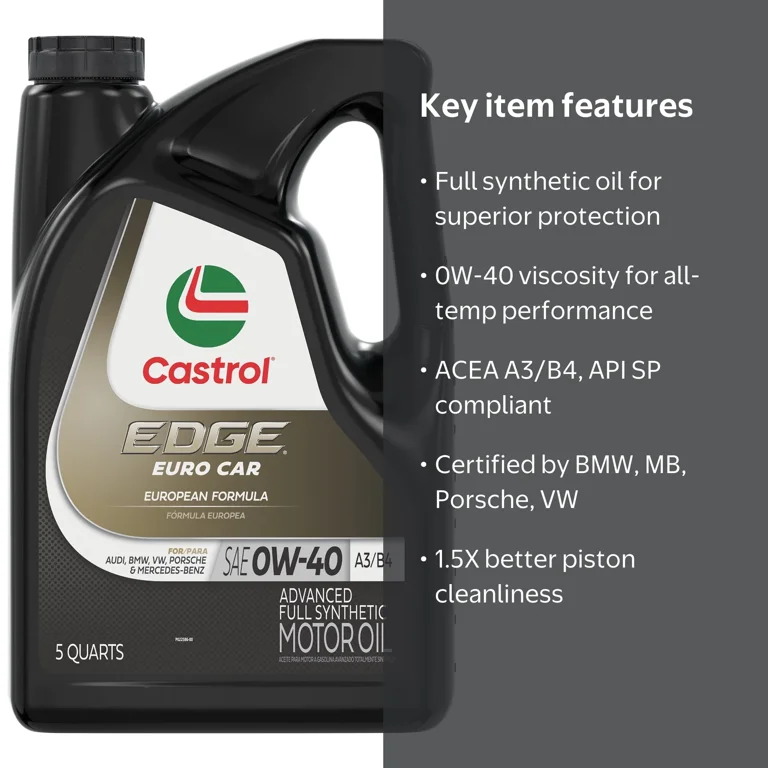 Castrol Edge Euro Car Engine 0W-40 A3/B4 Advanced Full Synthetic