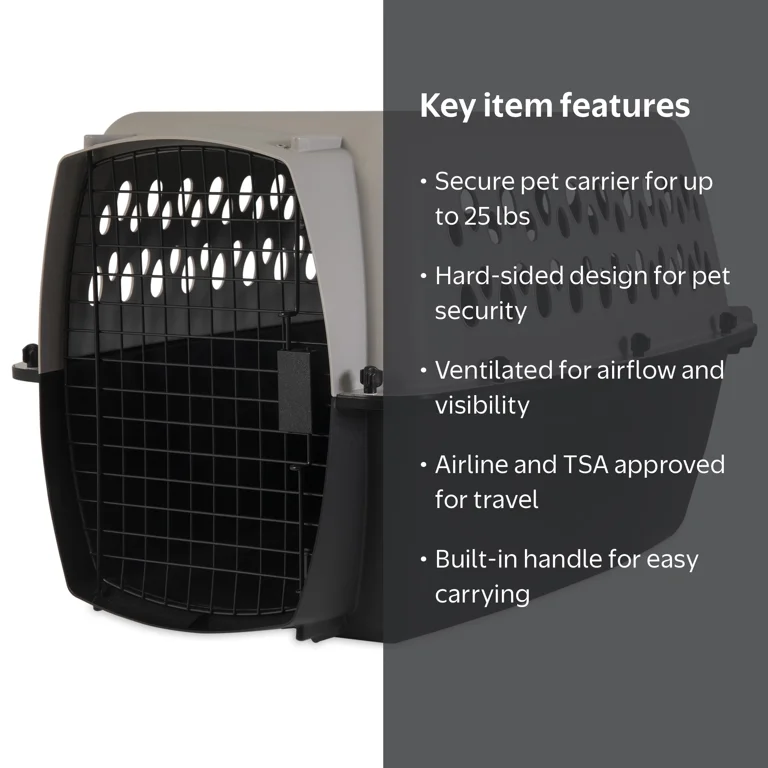 Vibrant Life Small/Medium Plastic Hard-Sided Pet Carrier, Black