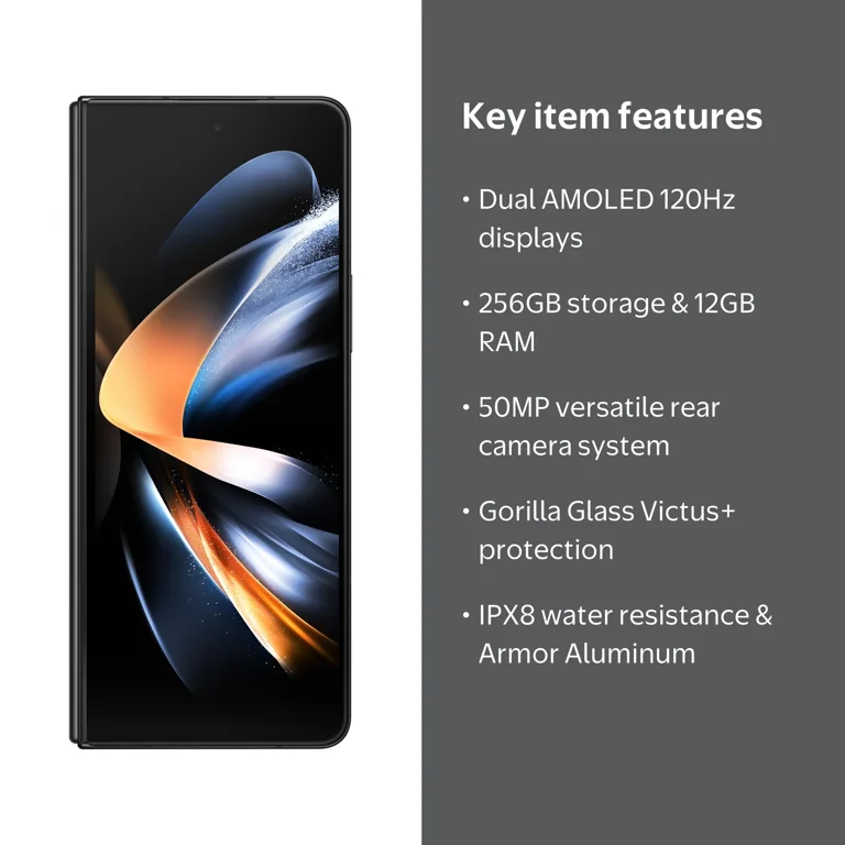 Straight Talk Samsung Galaxy Z Fold 4 5G, 256GB, Black- Prepaid