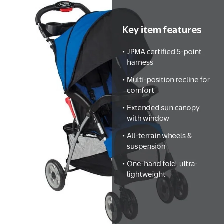 Jeep Cherokee Sport Baby Stroller with Parent Tray, Cobalt Blue