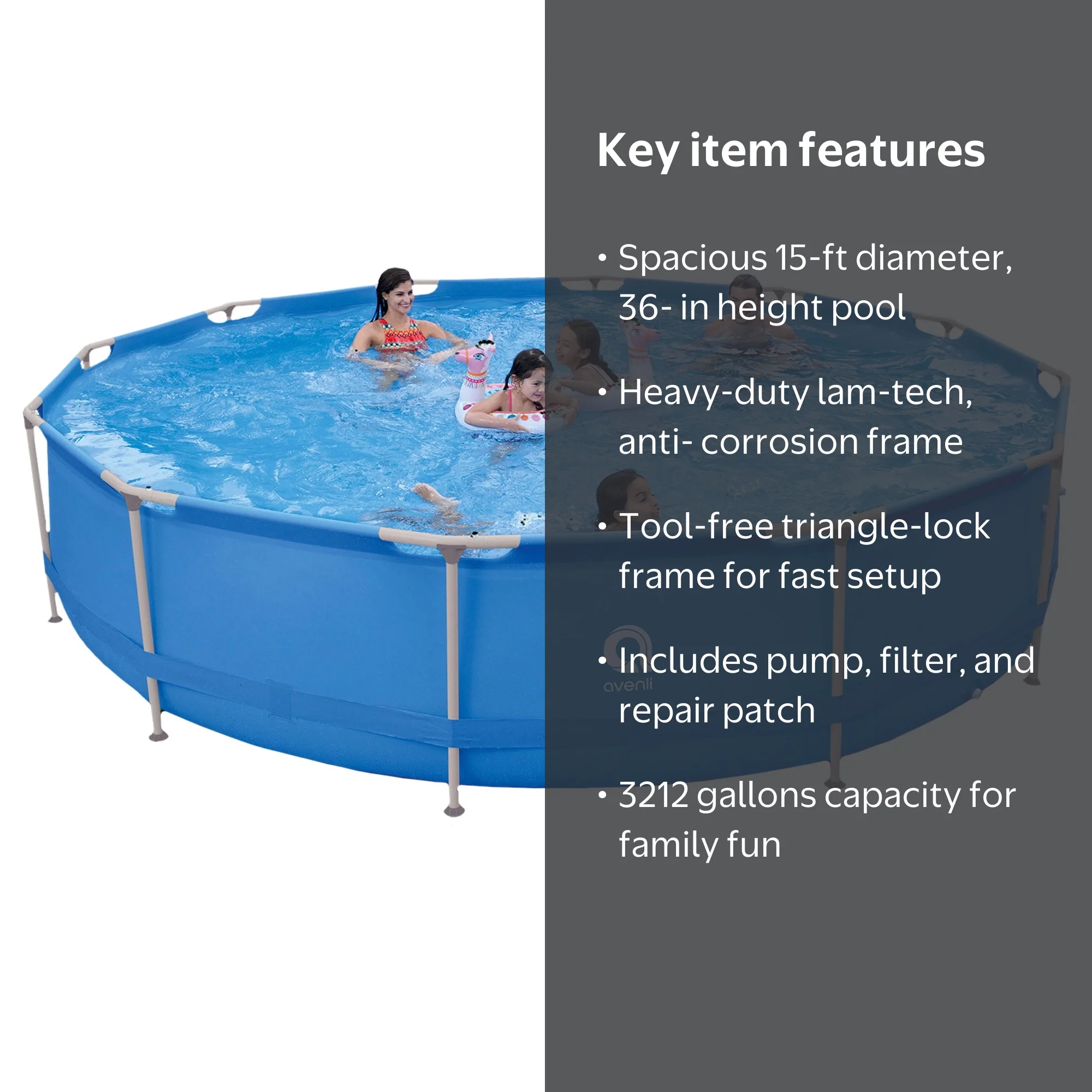 JLeisure Avenli 15ft x 36in LamTech Above Ground Pool with Steel
