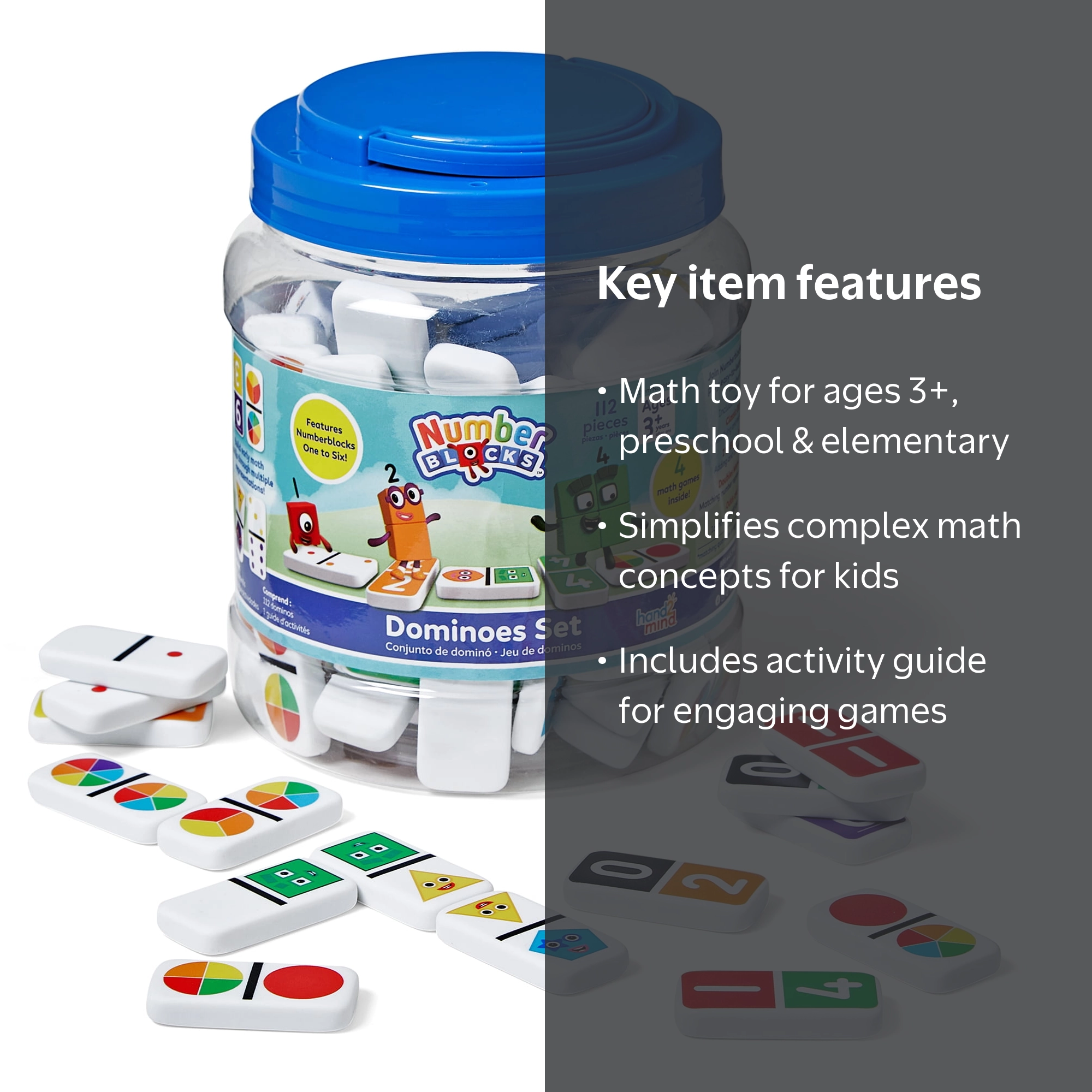hand2mind Numberblocks Dominoes Set, Math Toys, 112 Pieces, Ages 3