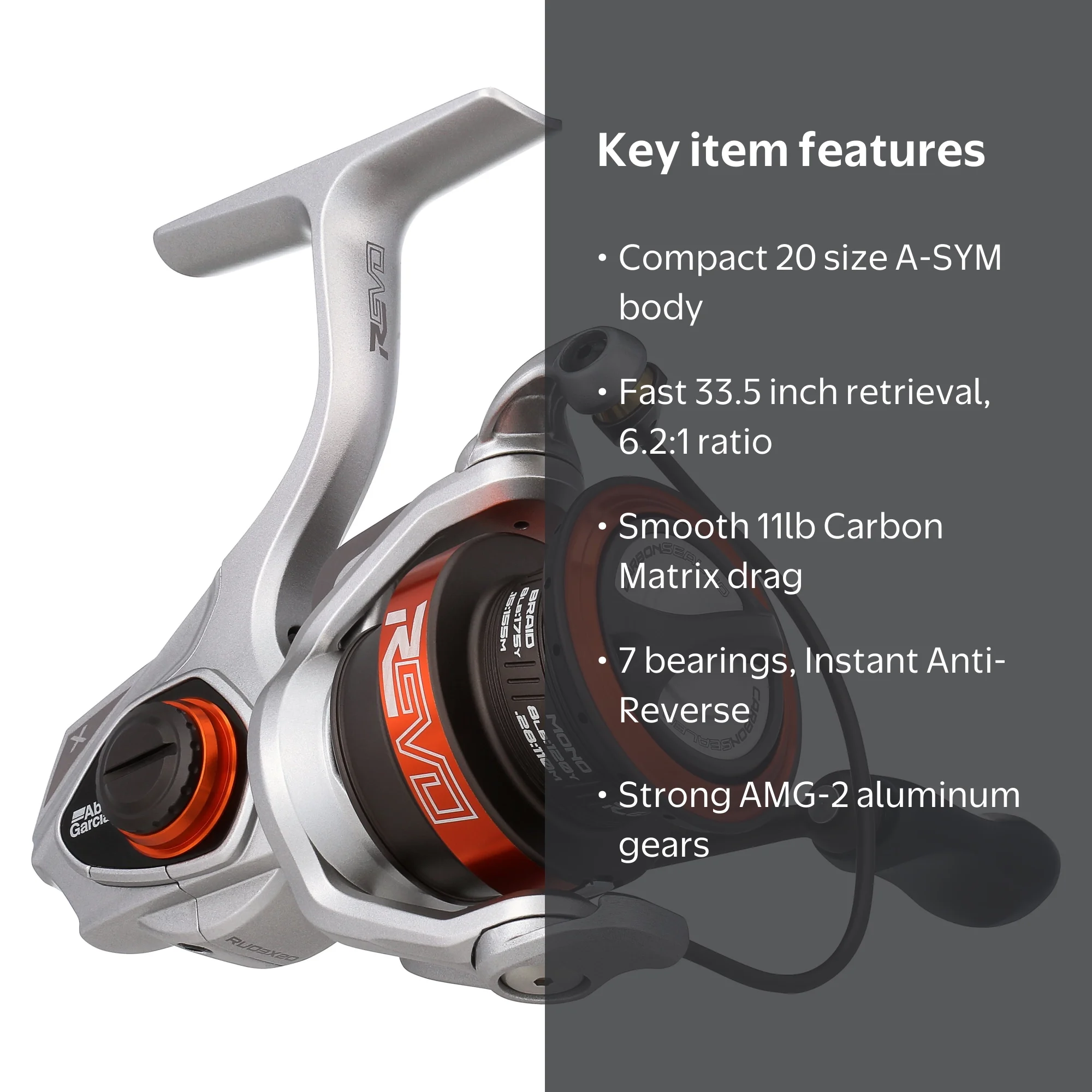 Abu Garcia Revo X Spinning Reel, 20 Size, Smooth Cranking, Durable