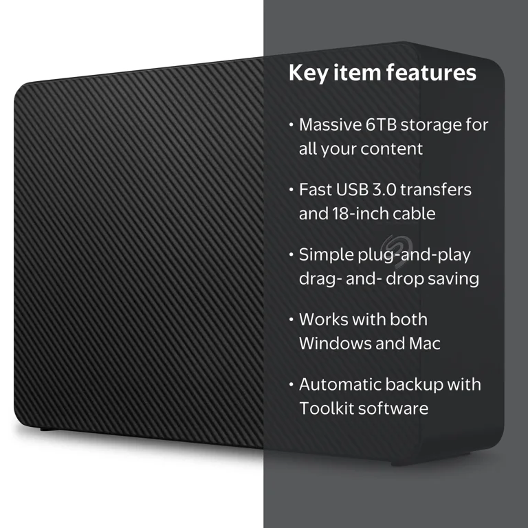 Seagate 6TB ExpansionPLUS Hard Drive - USB 3.0, Rescue Data