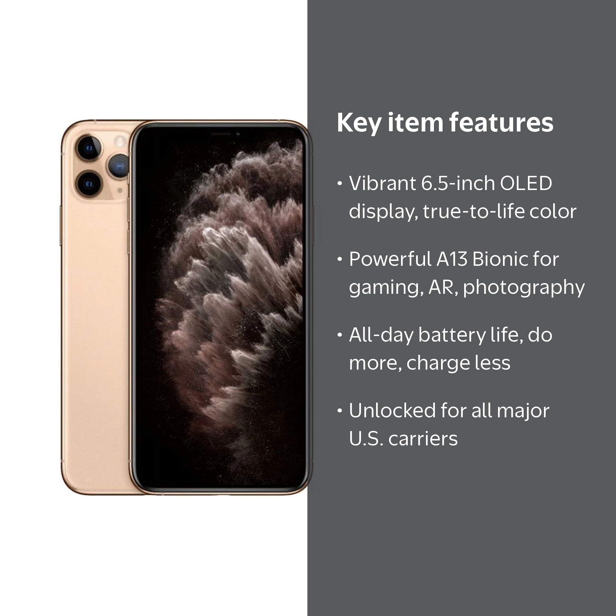 Restored Apple iPhone 11 Pro Max - Carrier Unlocked - 64GB Gold