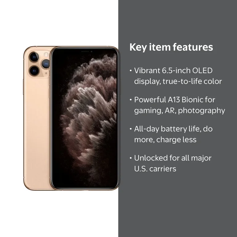 Restored Apple iPhone 11 Pro Max - Carrier Unlocked - 64GB Gold