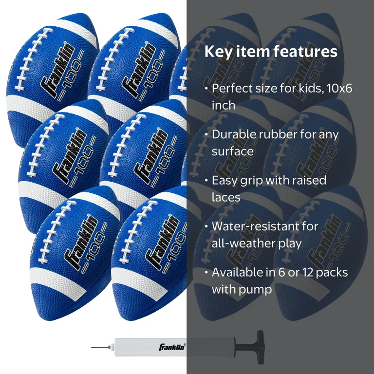 Franklin Sports Junior Footballs - Grip-Rite 100 - Youth Size - 12