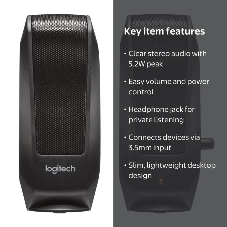 Logitech S120 Desktop Speaker System, 5.2W Peak Power, Black