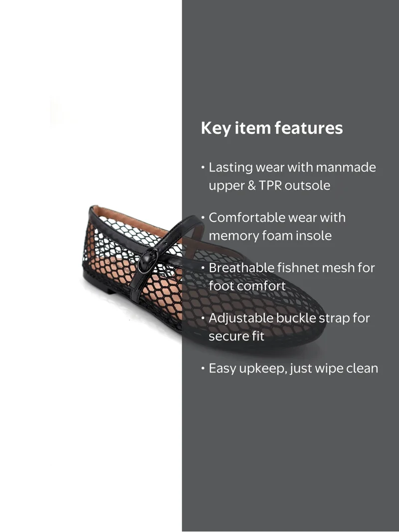 No Boundaries Mesh Mary Jane Flat - Ballet Flats - Walmart.com
