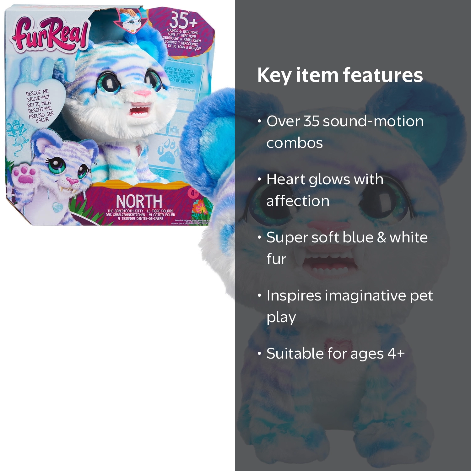 furReal Lil Wilds North The Sabertooth Kitty Interactive Pet, Faux