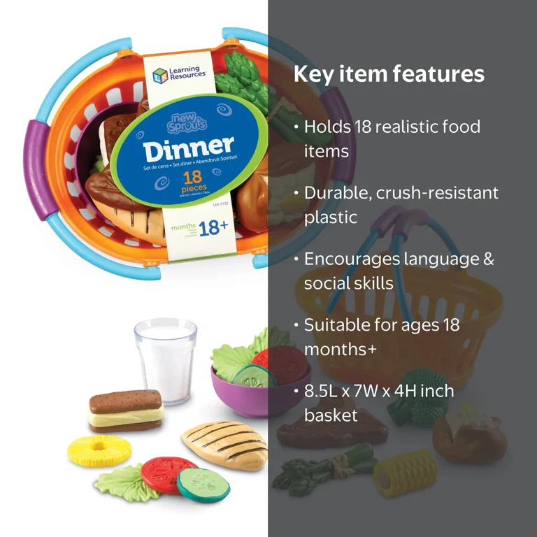 Learning Resources Dinner Basket Playset for Kids - 18 Piece