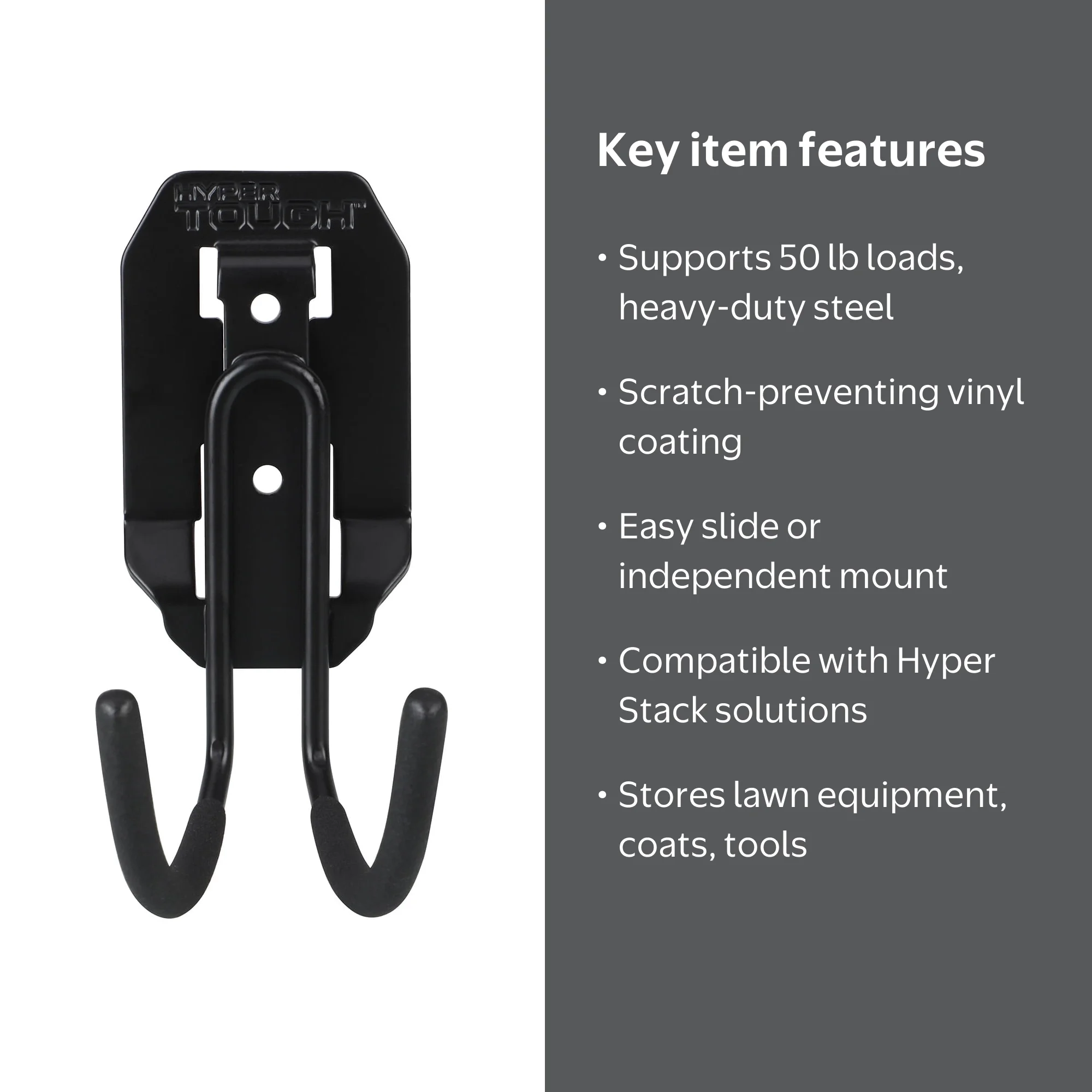 Hyper Tough Heavy Duty Steel Garage Storage J Hook Black supports