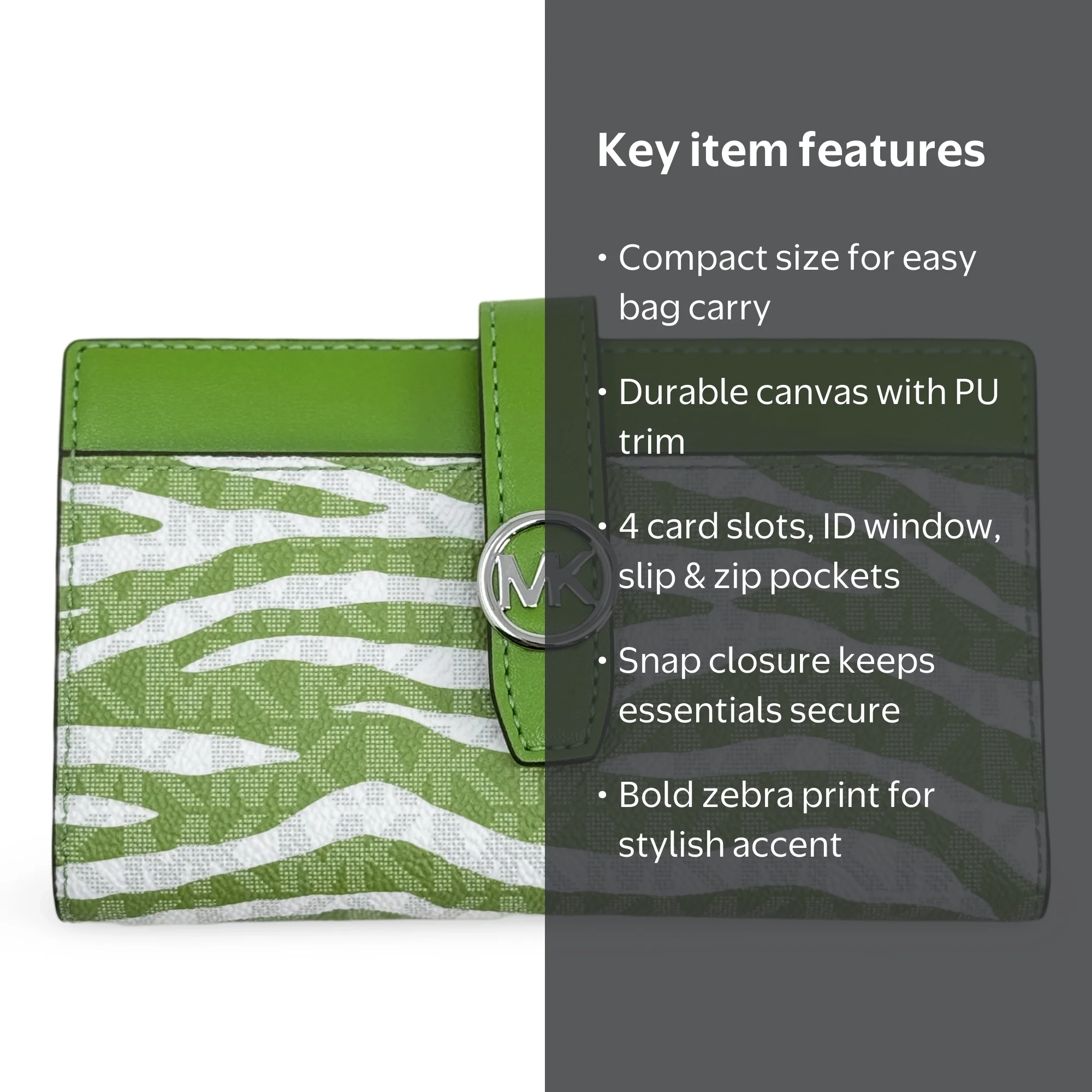 Michael Kors Women's Greenwich Medium Zebra Signature Logo Snap
