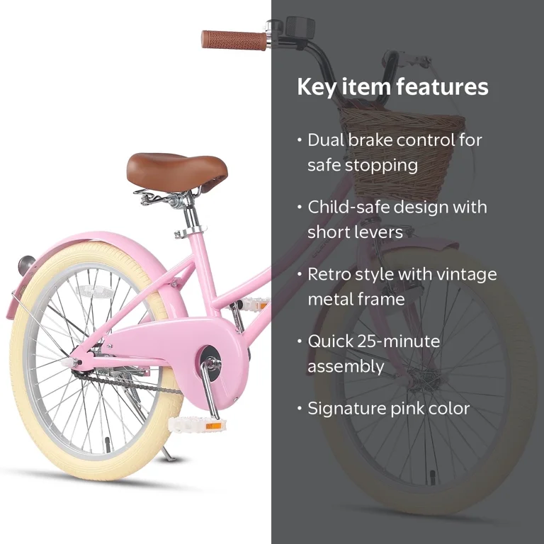 Glerc, Kids Girls Bike, 20 Inch, Pink, Retro Style - Walmart.com