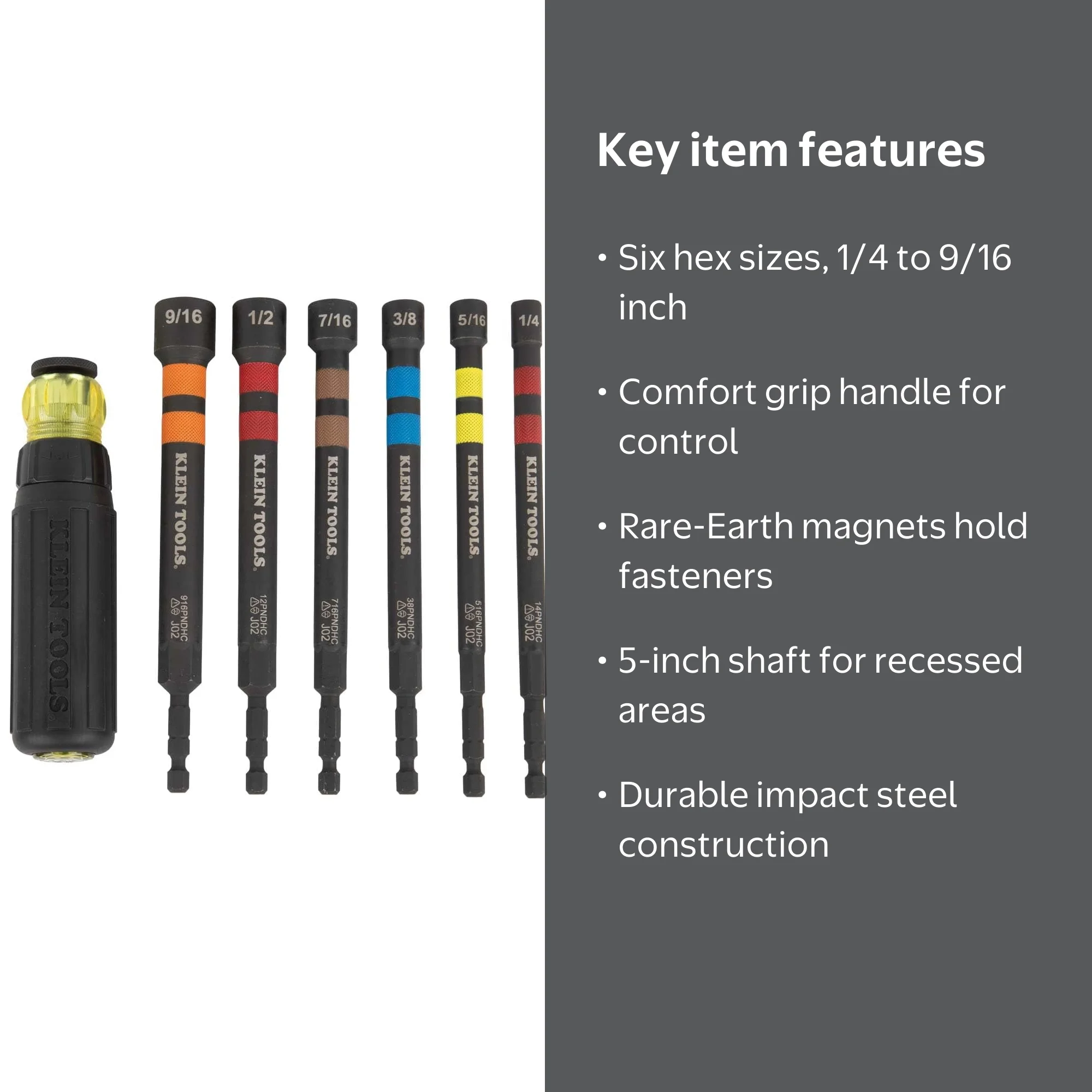 Klein Tools 32950 Toolkit: Hollow Magnetic, Ratcheting Power Nut