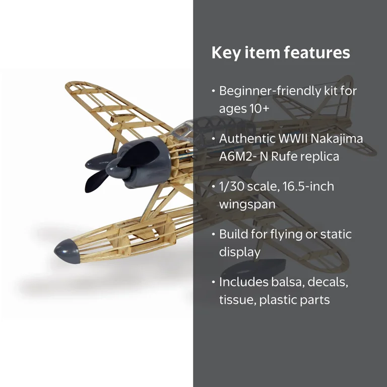 Guillow's, Model Kit, Nakajima A6M2-N Rufe, WWII scale replica