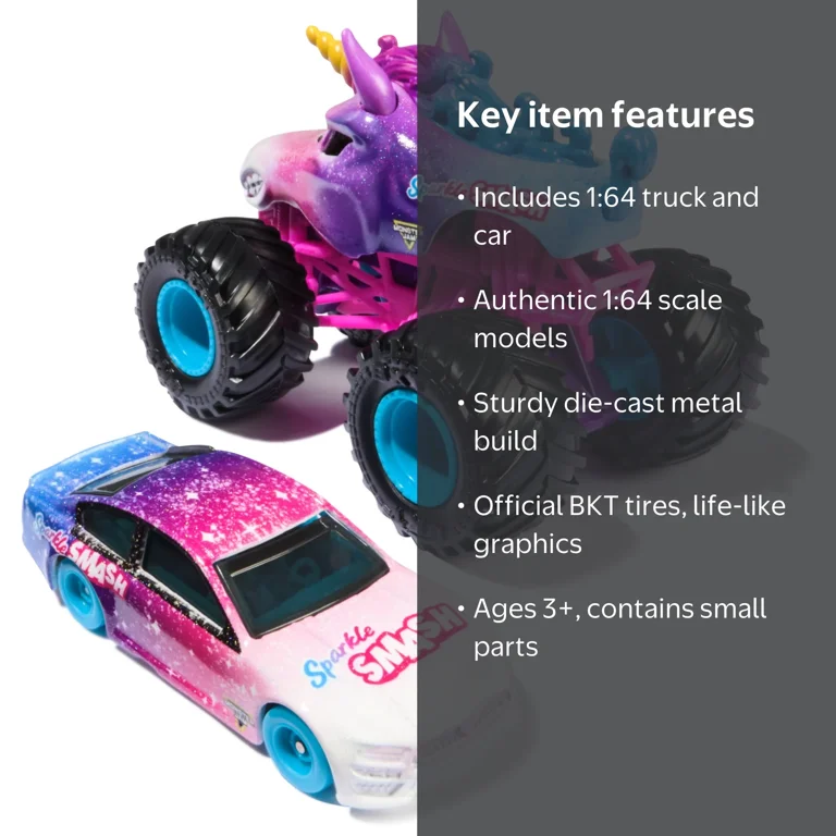 Monster Jam Sparkle Smash Monster Truck and Race Car (Walmart