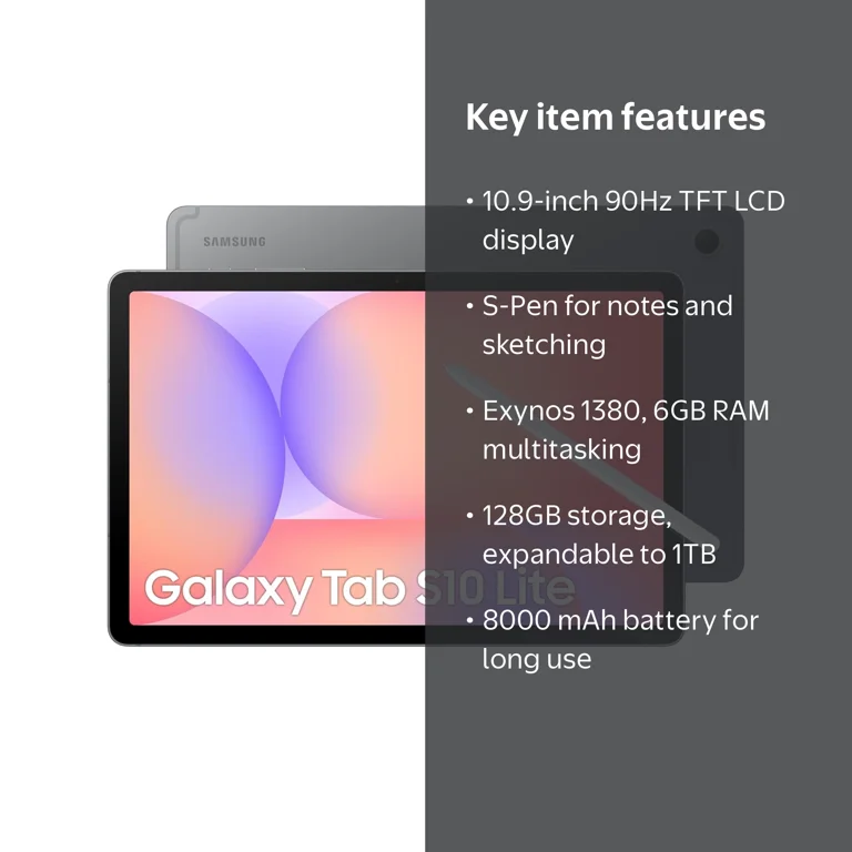 Samsung Galaxy Tab S10 Lite with S-Pen (128GB Storage, 6GB RAM) Wi