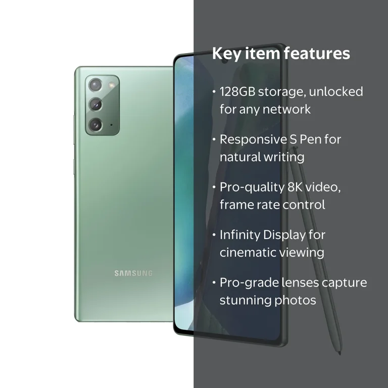 SAMSUNG Unlocked Galaxy Note 20, 128GB Green - Smartphone