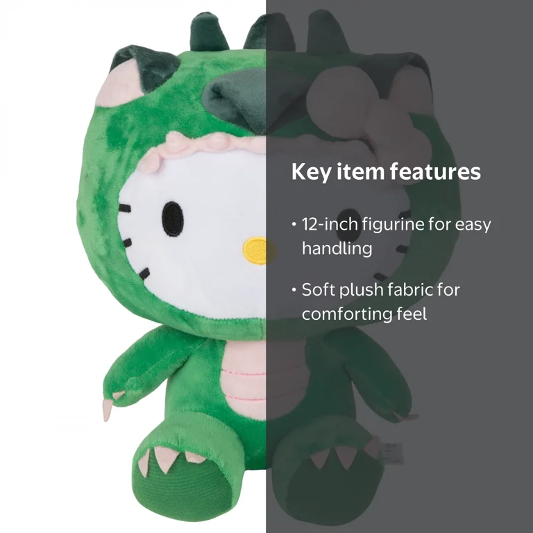 Hello Kitty Dinosaur 12-inch Plush Figurine in Green, 862915