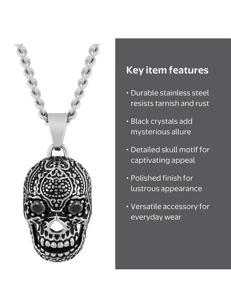 Believe by Brilliance Men's Stainless Steel Skull Pendant with