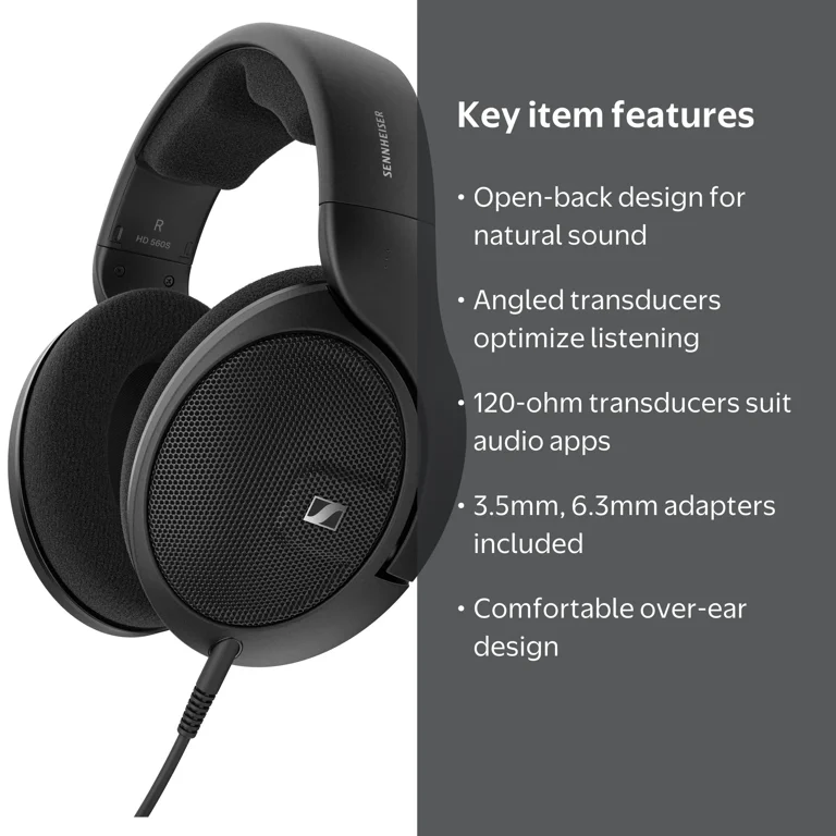 Sennheiser, HD 560 S Over-The-Ear Audiophile Headphones, Black