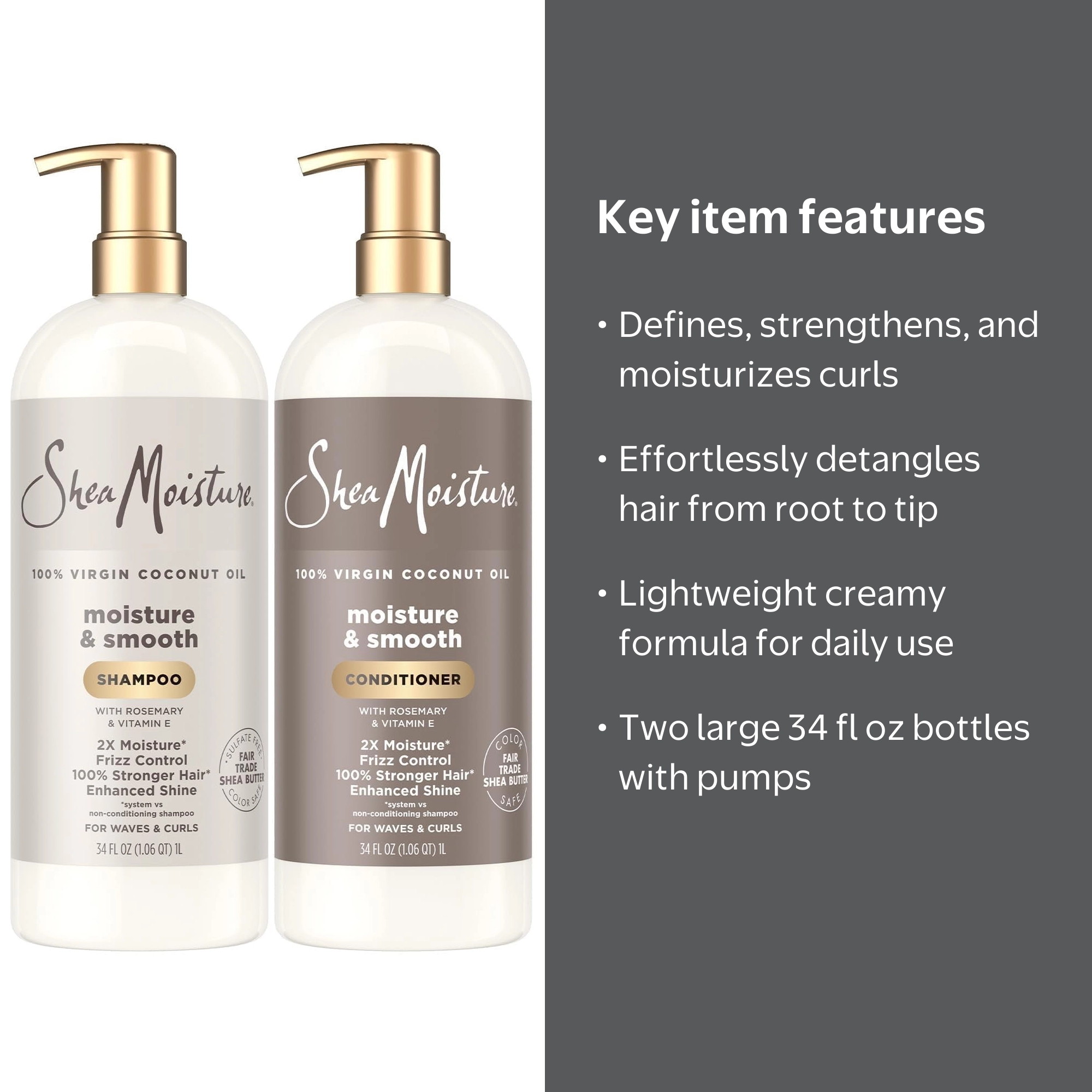 SheaMoisture, Shampoo & Conditioner, 34 Oz Ea, Moisture & Smooth