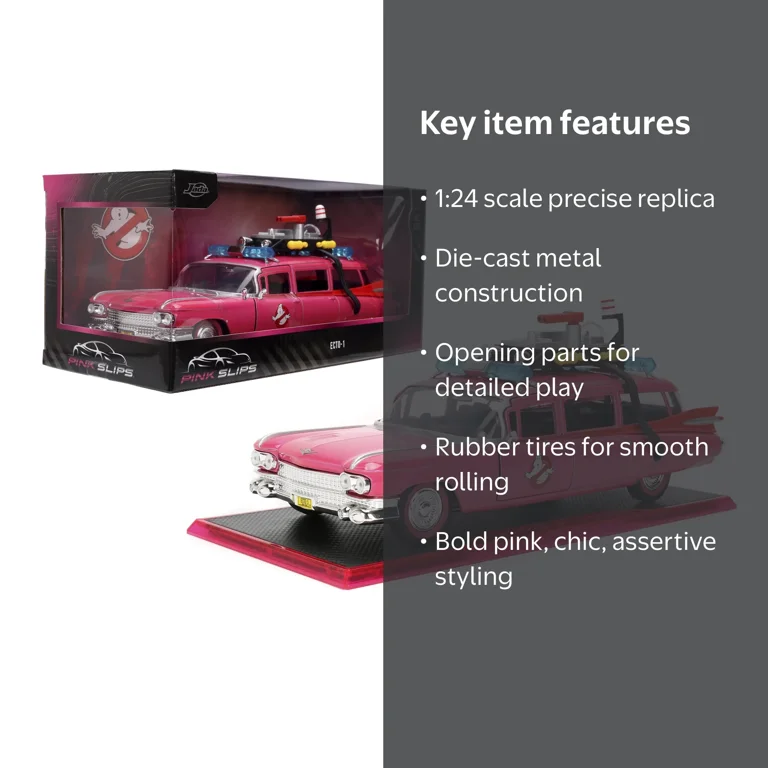 Jada Toys Pink Slips 1:24 Ghostbusters Ecto-1 Die-Cast Model