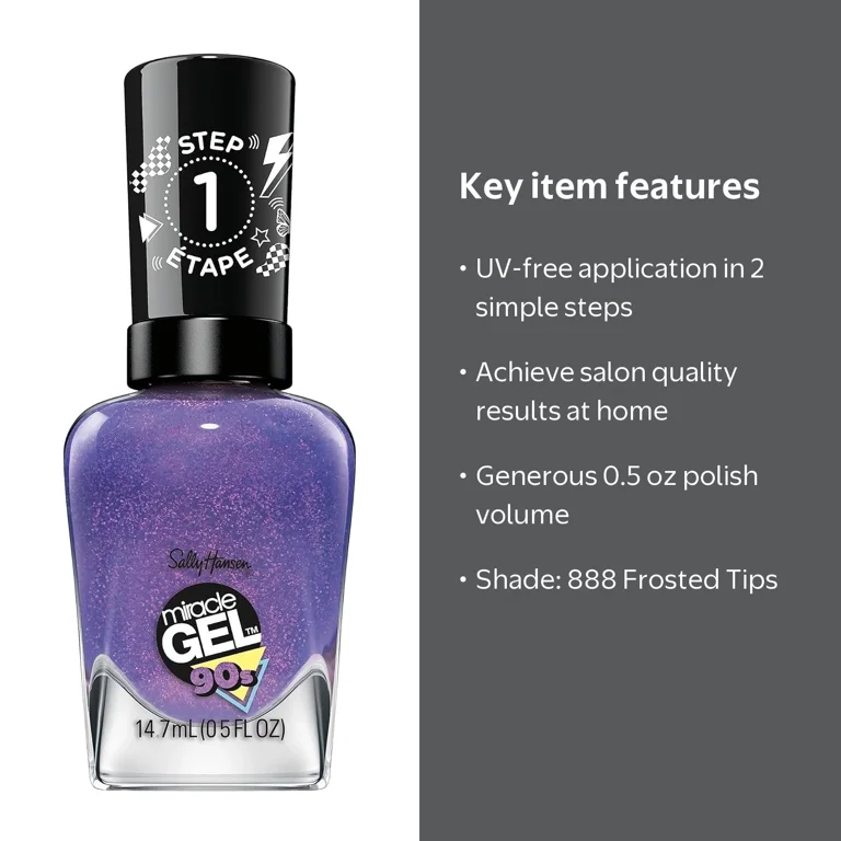 Sally Hansen Miracle Gel 90s - 888 Frosted Tips , 0.5 oz Nail