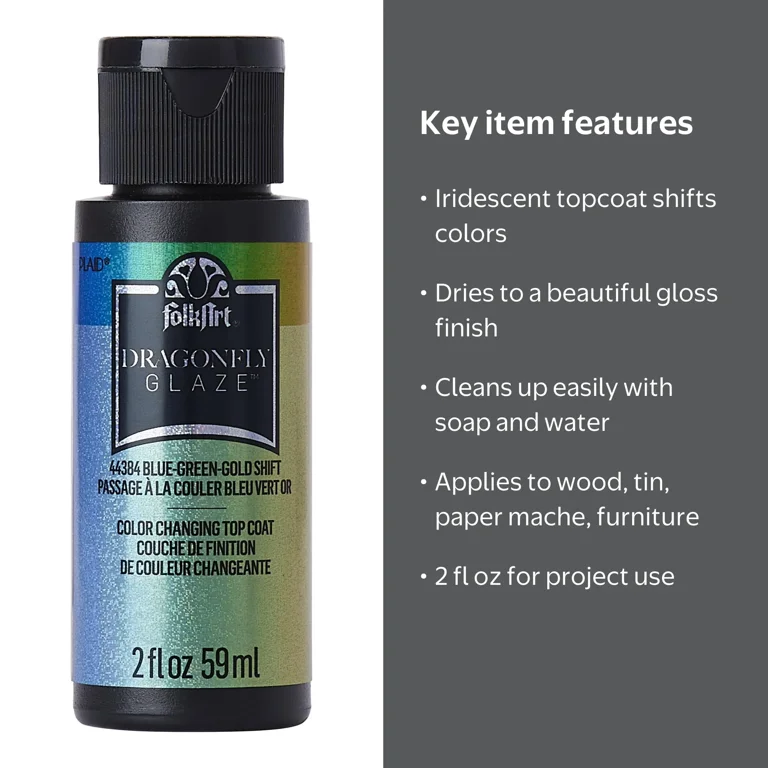FolkArt Dragonfly Glaze Acrylic Paint, Gloss Finish, Blue-Green