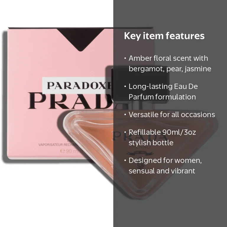 Prada, Paradoxe Eau De Parfum, 90ml/3oz, Women, Floral Amber Scent