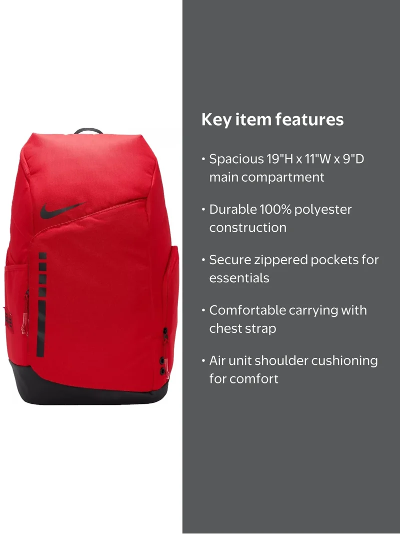 Nike Unisex Polyester Hoops Elite Backpack, Royal Red and Black