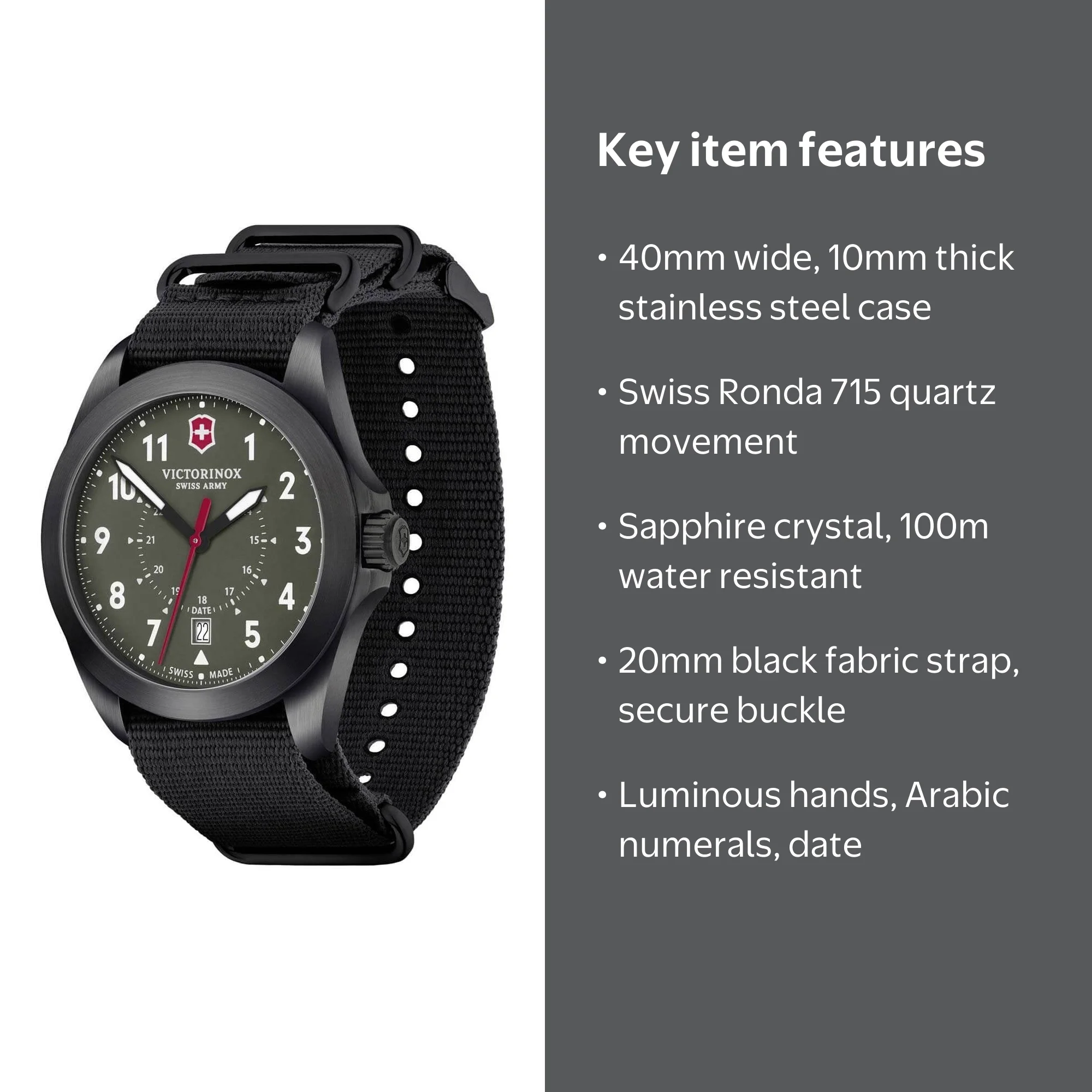 Victorinox Swiss Army 241972 Men's Heritage Black Strap Watch