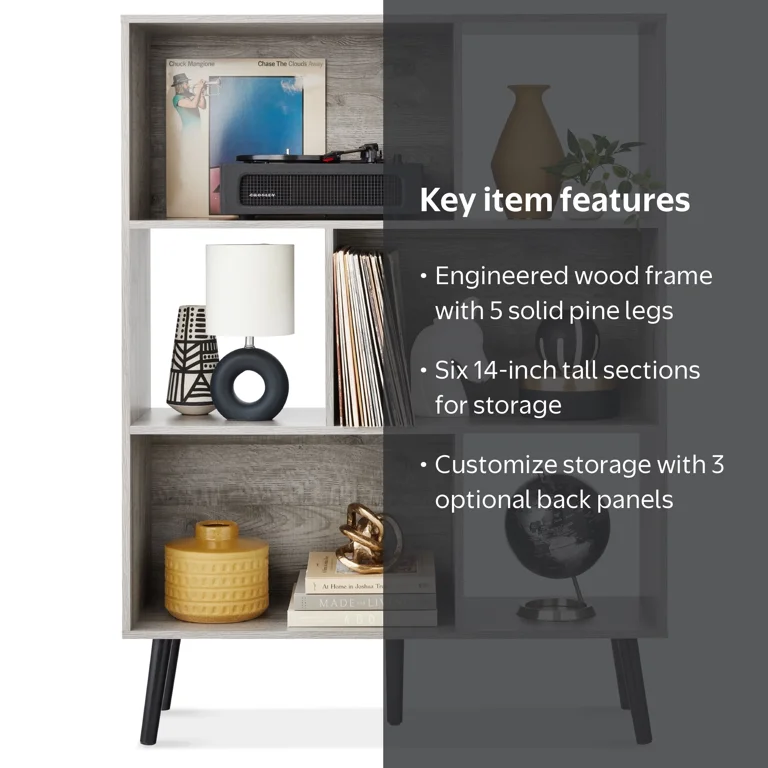 Best Choice Products 3-Tier Mid-Century Modern Wooden Bookcase w