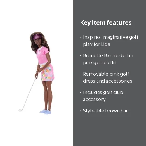 Barbie Golf Player, Brunette, Fashion Doll in Pink Golf Outfit