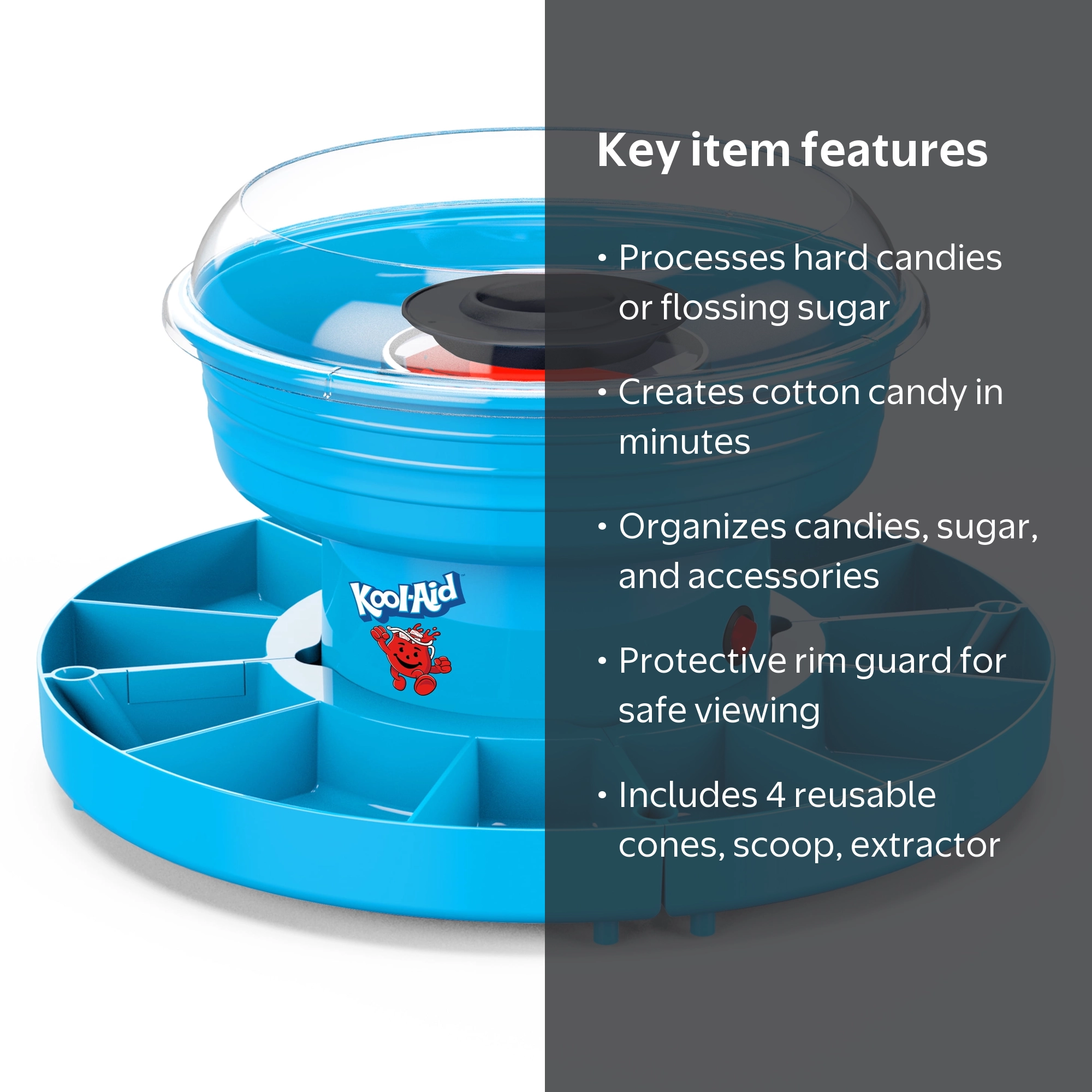 Kool-Aid Cotton Candy Maker with 12-Compartment Lazy Suzan and 4