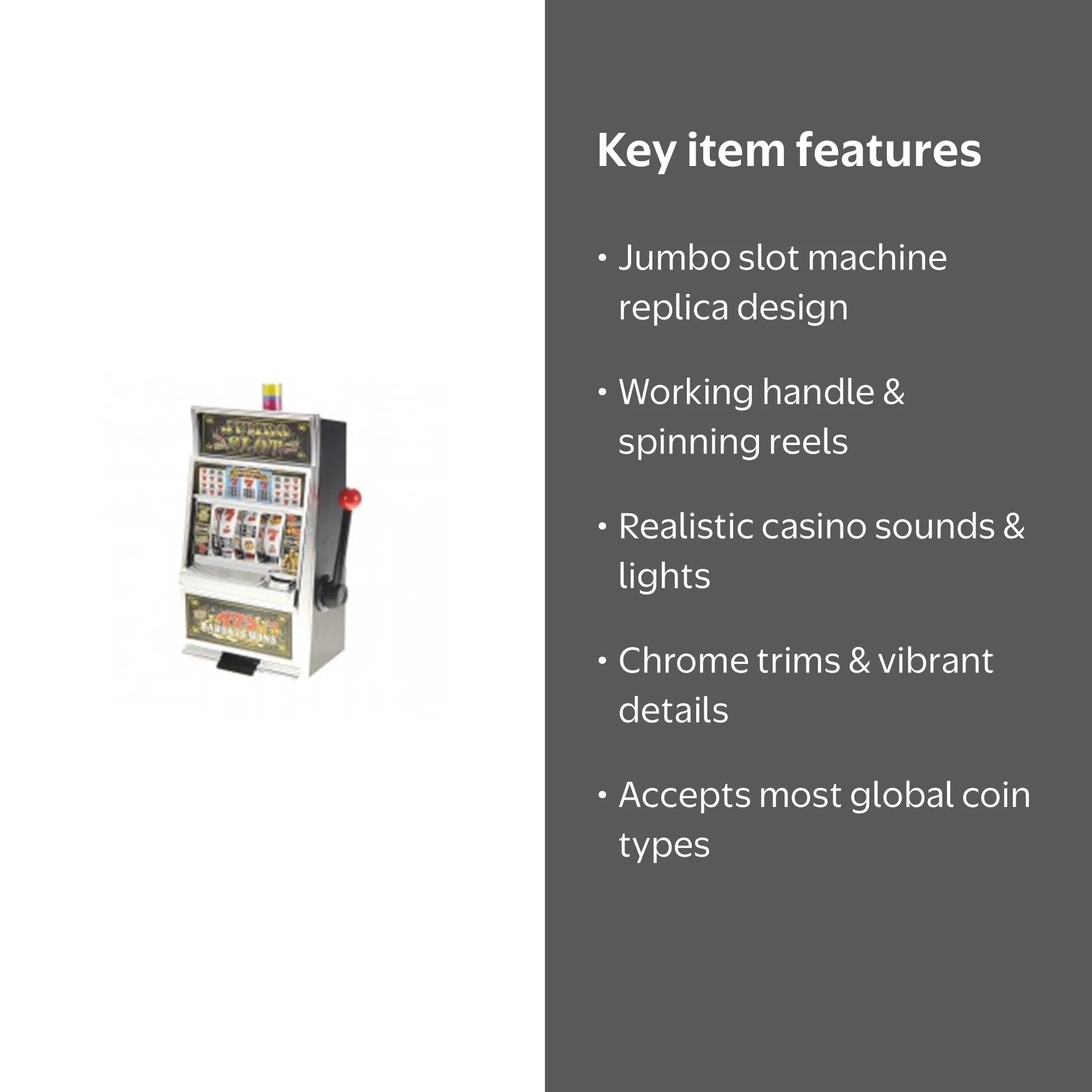 Lucky Sevens Casino-Style Jumbo Slot Machine Bank Replica for