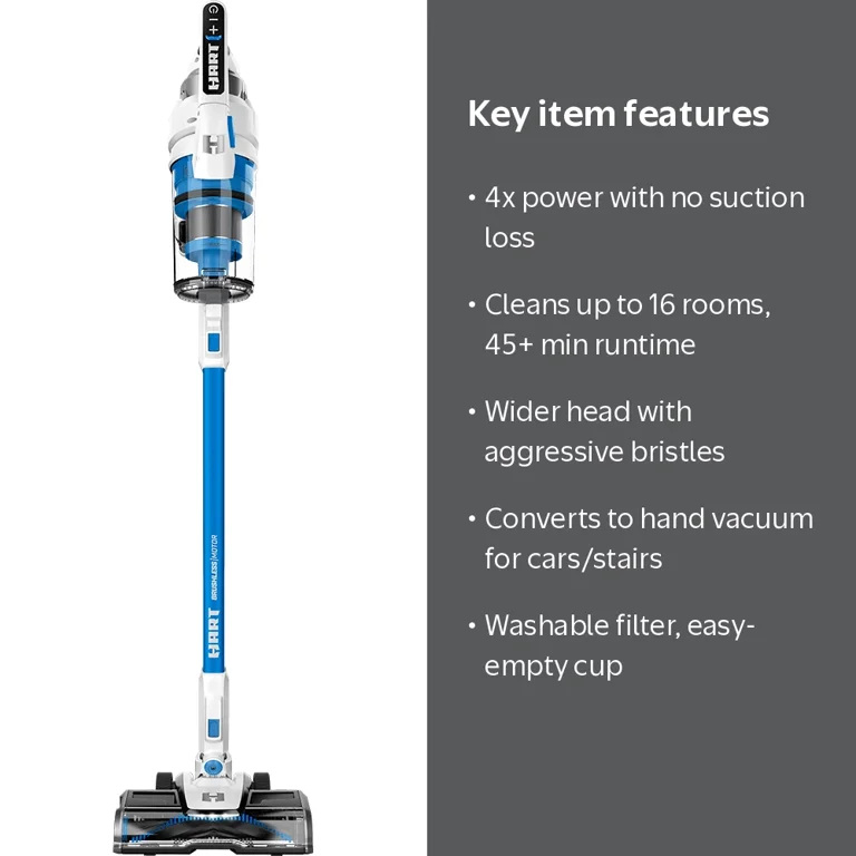HART 20V Brushless Wireless Stick Vacuum Cleaner, Wall Mount, 4.0