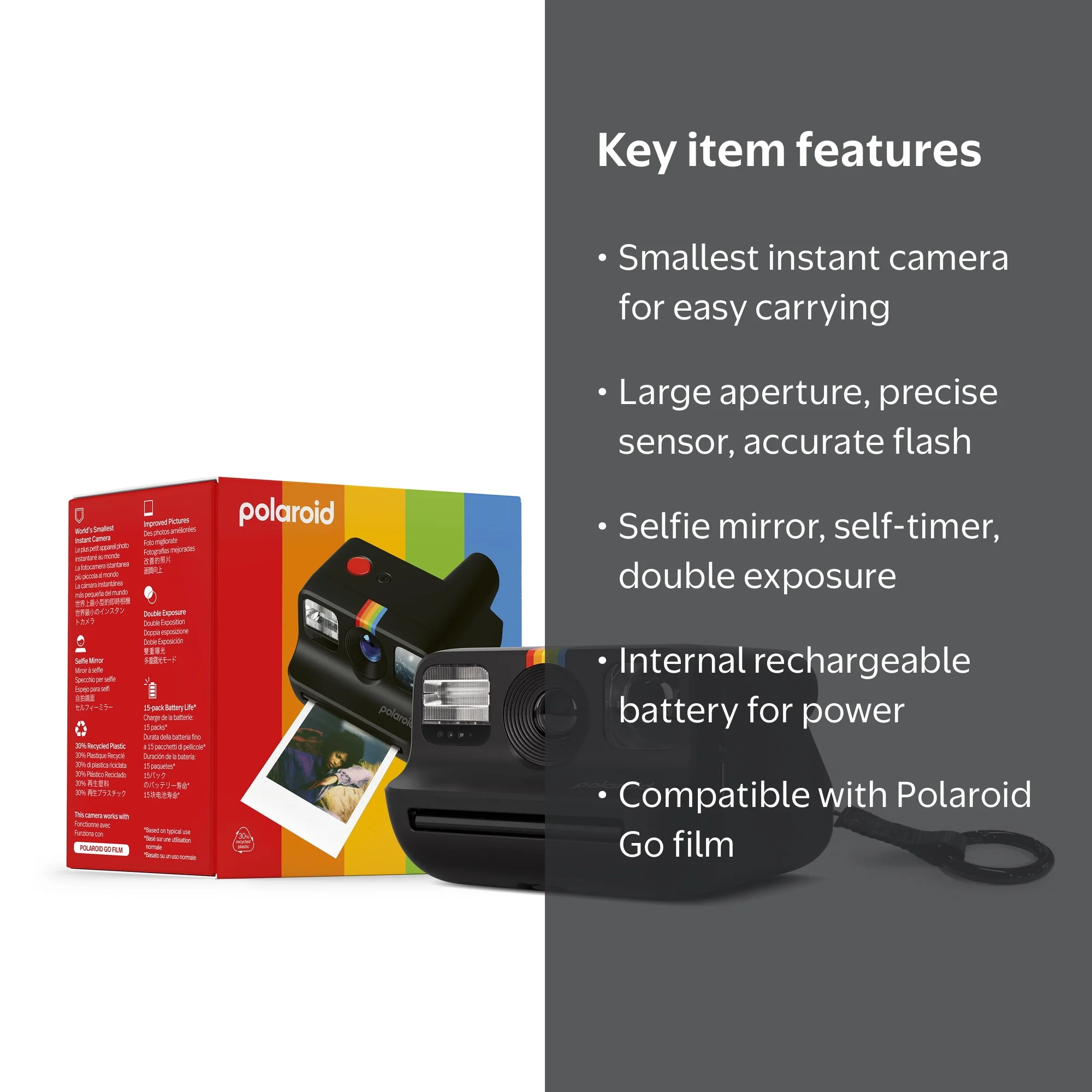 Polaroid Go Generation 2 Instant Camera Bundle (Black) with Black