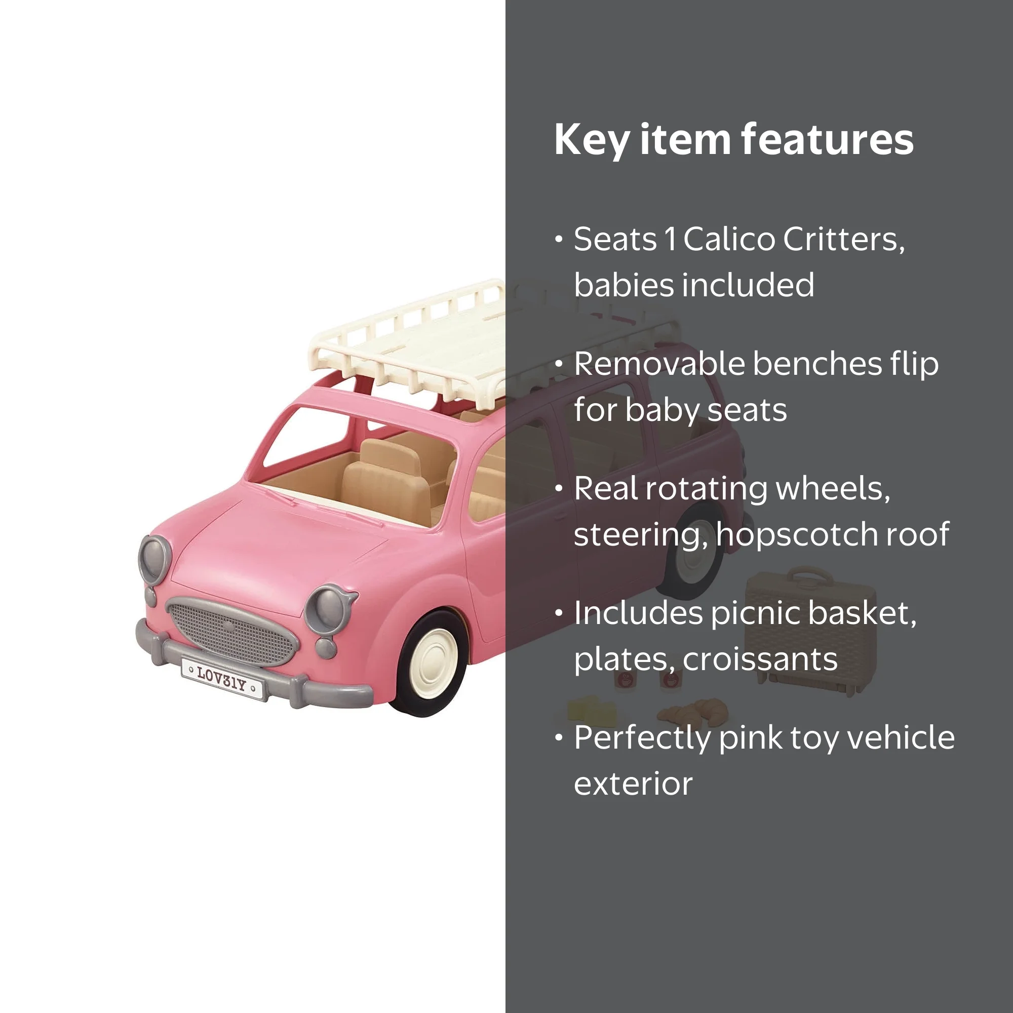 Calico Critters Family Picnic Van, Toy Vehicle for Dolls with