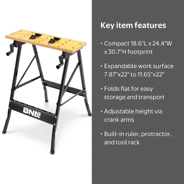 DNA MOTORING TOOLS-00454 Adjustable Workbench - Portable Foldable