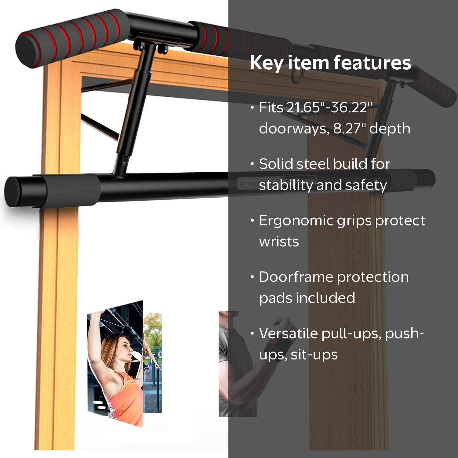AmazeFan Pull Up Bar Doorway with Ergonomic Grip - Fitness Chin-Up