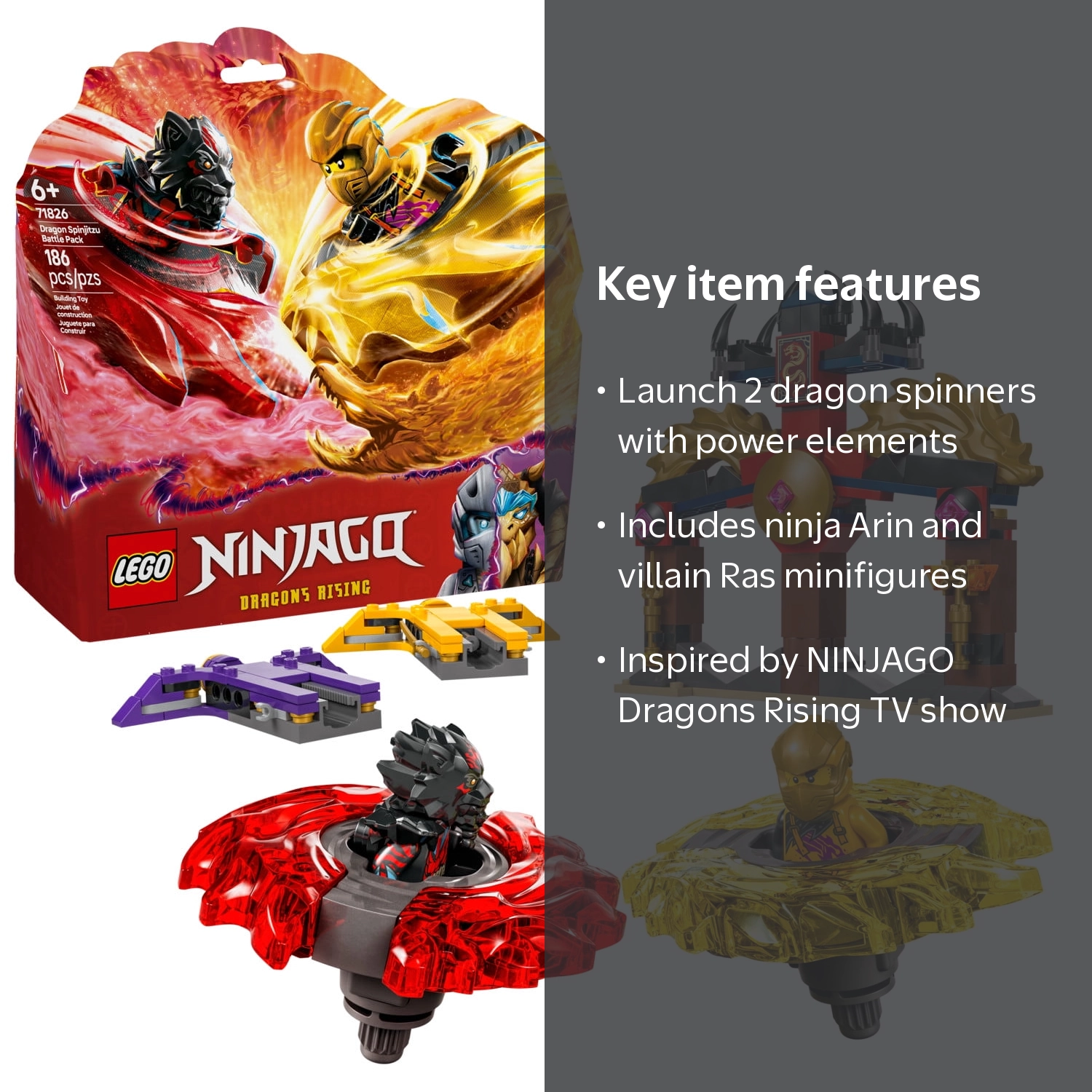 LEGO, NINJAGO Dragon Spinjitzu Battle Pack, 71826, 186 Pieces