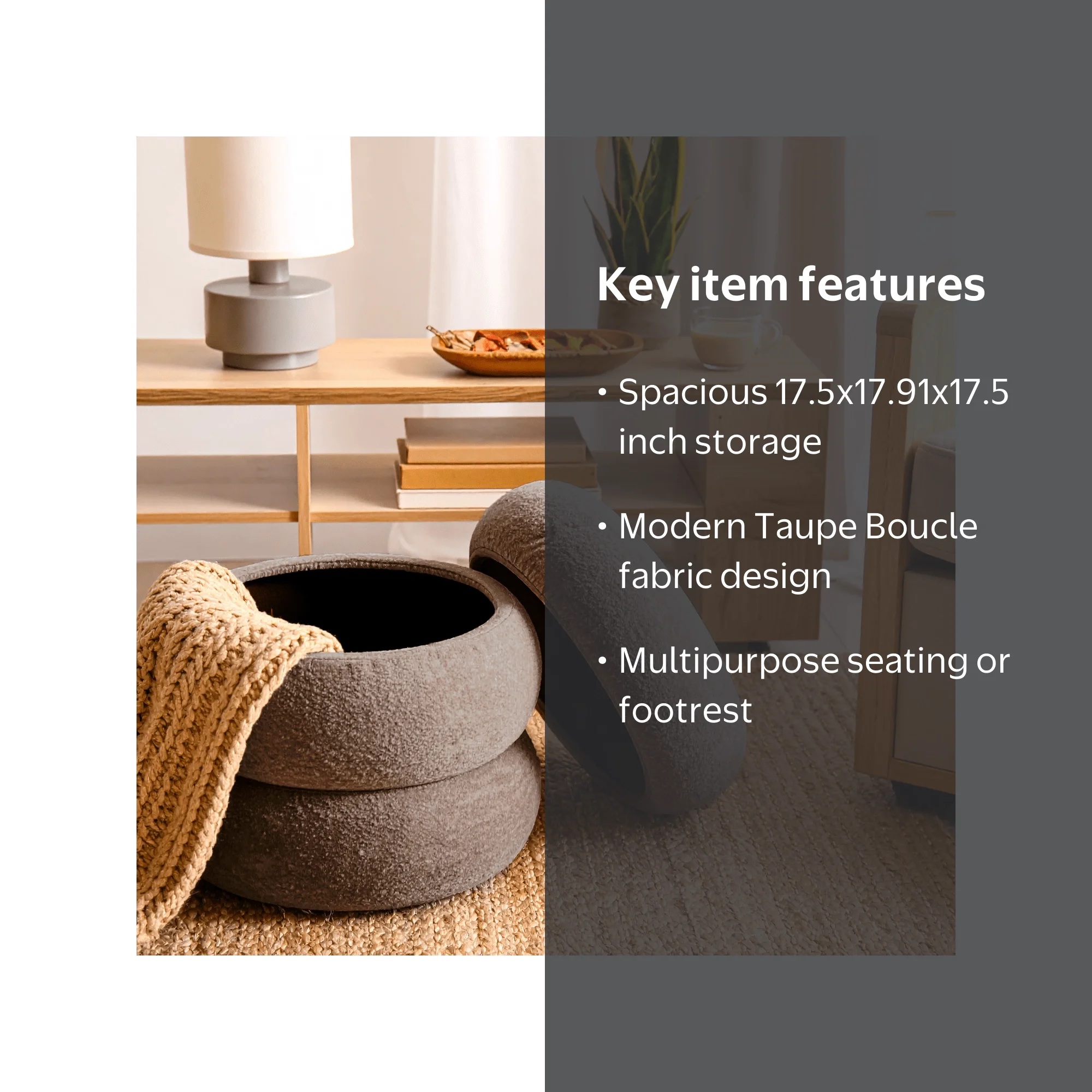 Mainstays Cloud Ottoman, Boucle Taupe - Walmart.com