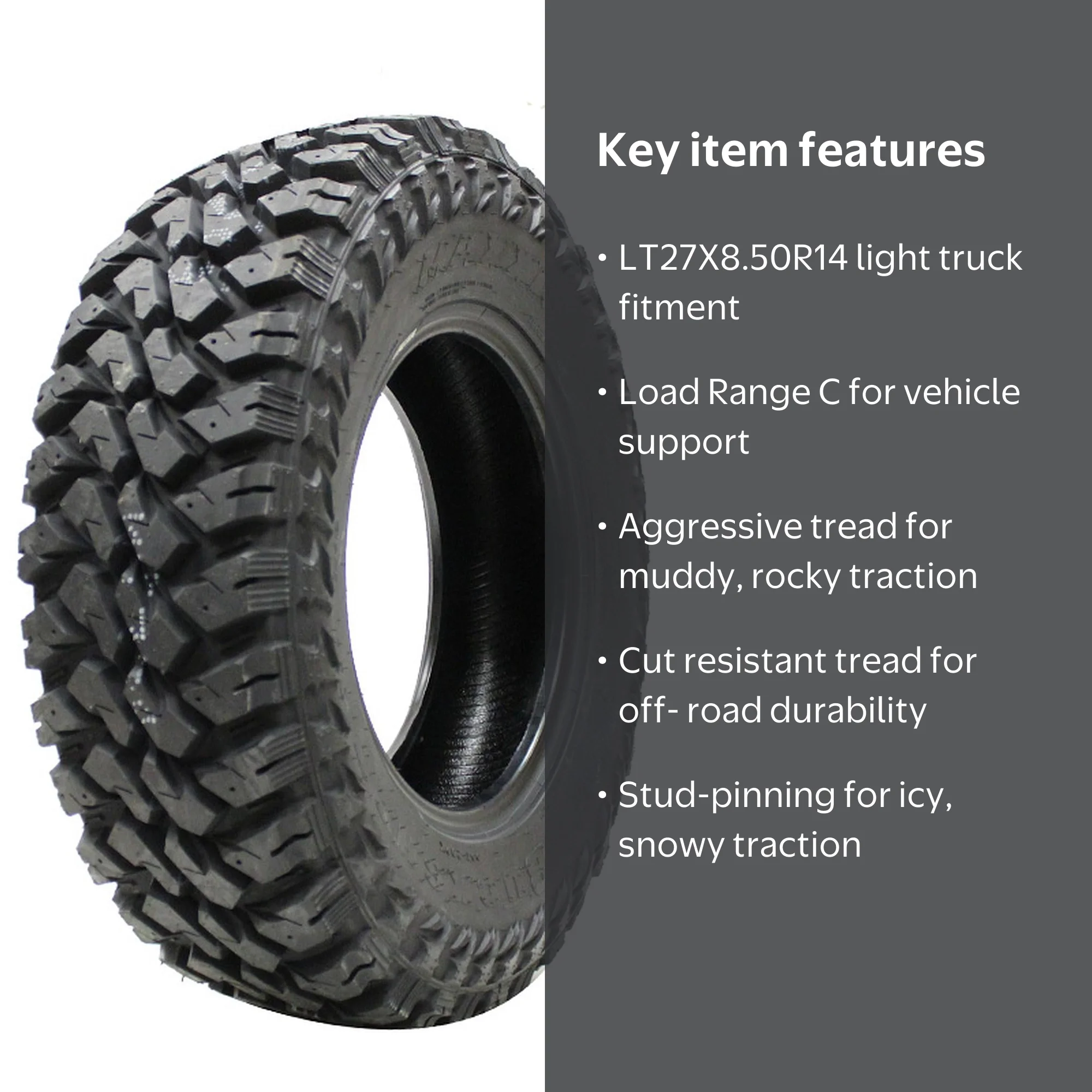 Maxxis MT-764 Buckshot Mudder II Mud Terrain LT27X8.50R14 95Q C