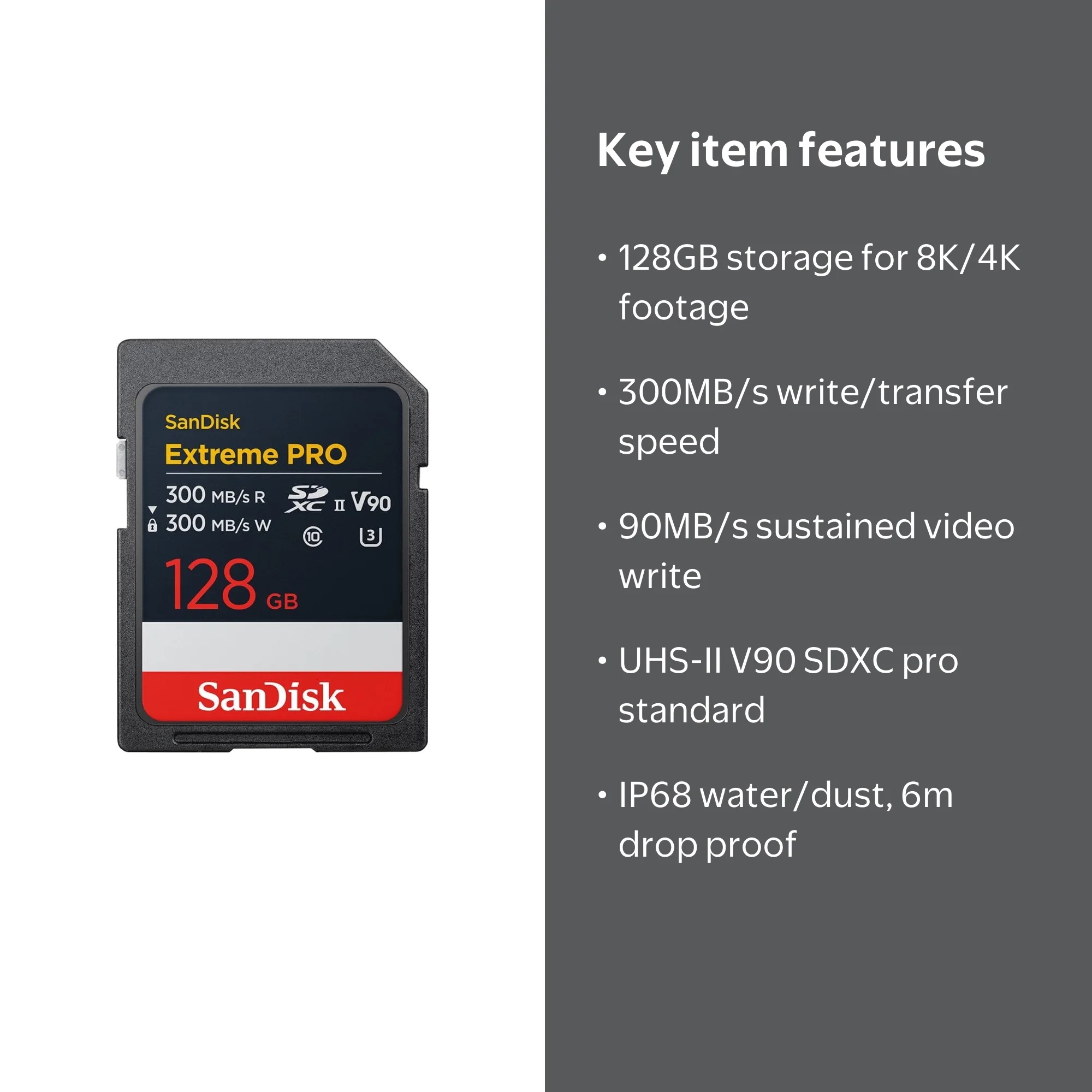 SanDisk, SDXC Card, SDSDXDM-128G-GN4IN 128GB Class 10 UHS-II V90