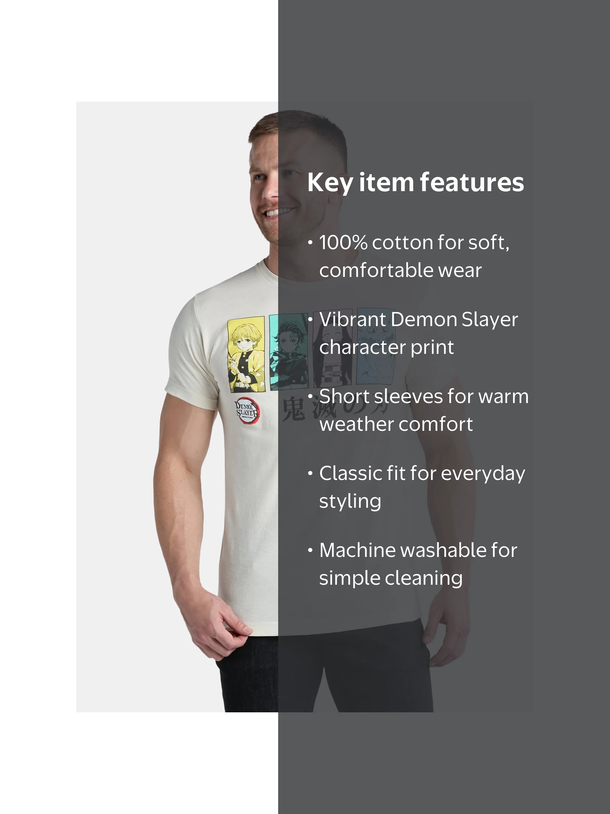 Demon Slayer Men's and Big Men's Graphic Tee with Short Sleeves