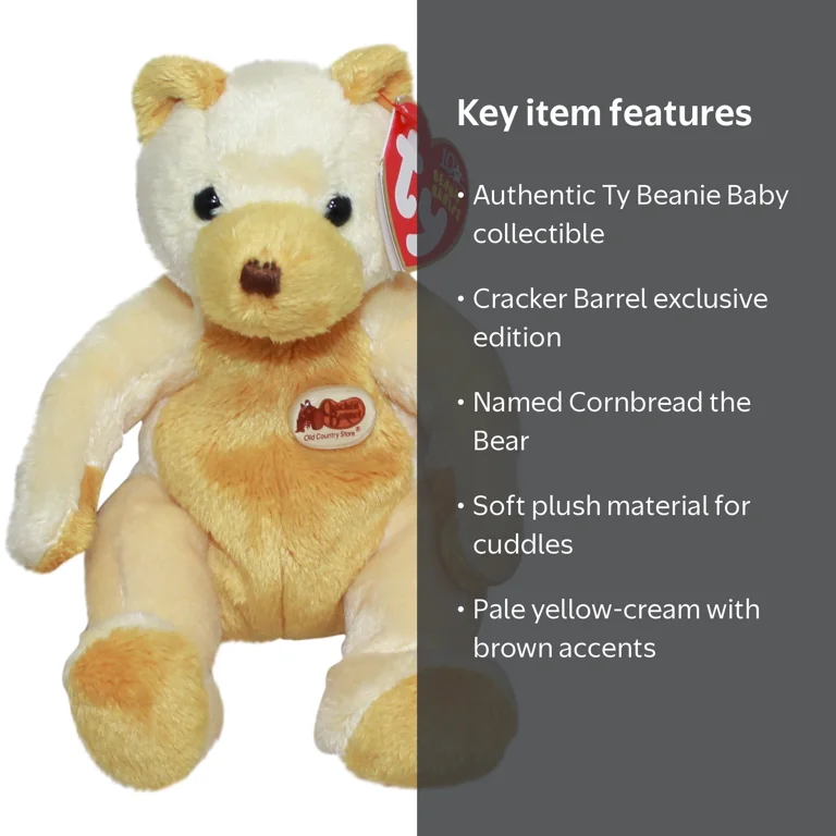 Ty Beanie Babies Cornbread the Bear - Cracker Barrel Exclusive