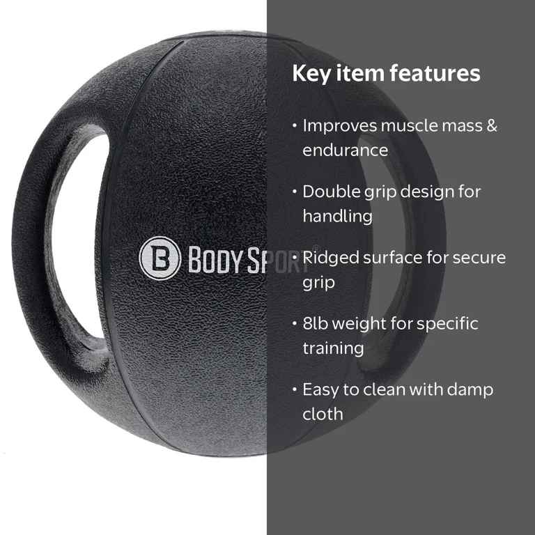 Body Sport, Double Grip Medicine Ball, 8 lb, Strength Training